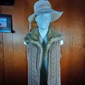 EIVISSA Fur Full Zip Vest Sweater